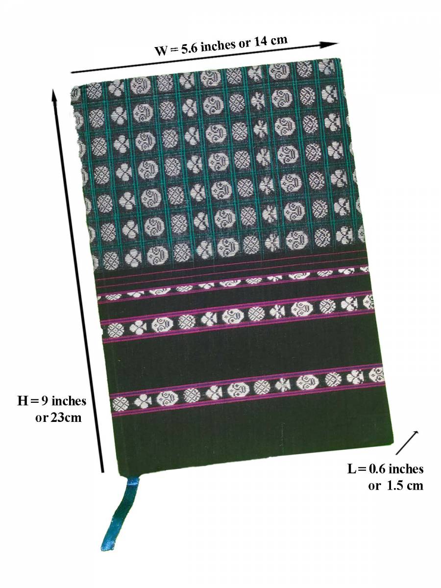 Khana Handloom Diaries - A5 Size - Green Black Khana Handloom Diaries - A5 Size - Green Black