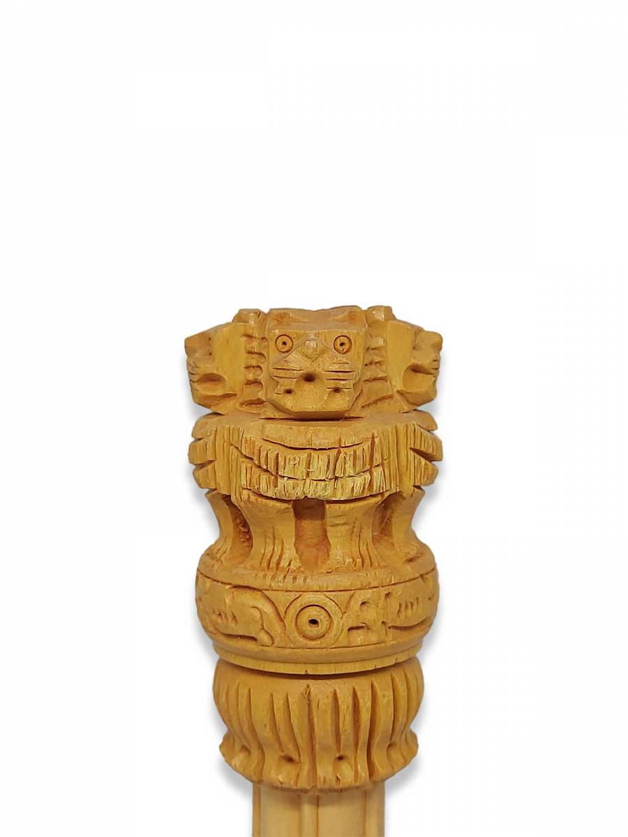 Handicraft Wooden Ashoka Pillar | Table Office Home Decor | 5 inch