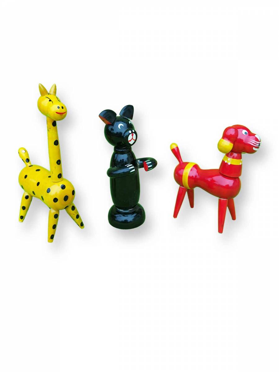 Toy - Wooden Animals - Giraffe, Bear, Dog - Set of 3 Toy - Wooden Animals - Giraffe, Bear, Dog - Set of 3