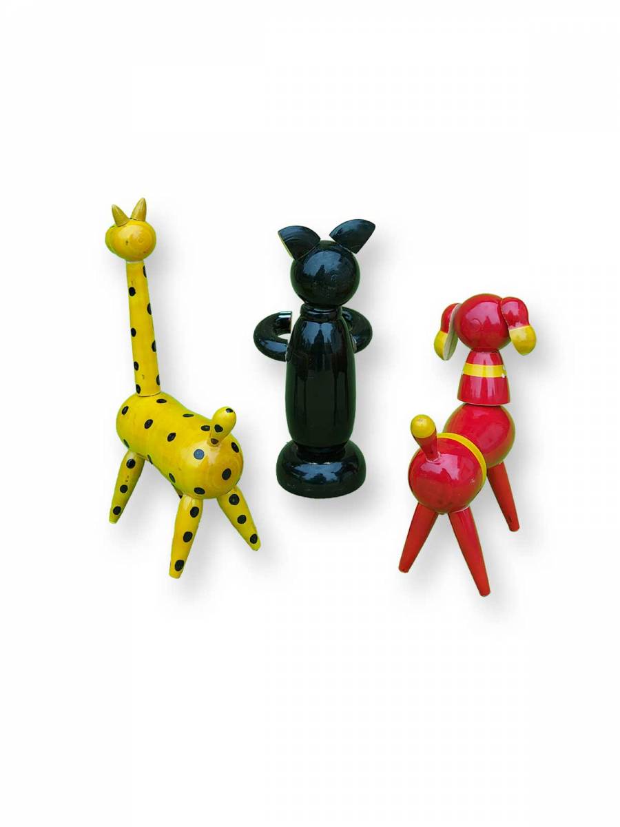 Toy - Wooden Animals - Giraffe, Bear, Dog - Set of 3 Toy - Wooden Animals - Giraffe, Bear, Dog - Set of 3