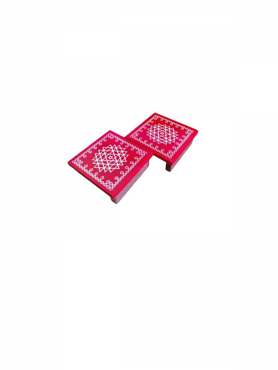 Festive - Wooden Rangoli Puja Peetam - 3 inch - Set of 2 Festive - Wooden Rangoli Puja Peetam - 3 inch - Set of 2