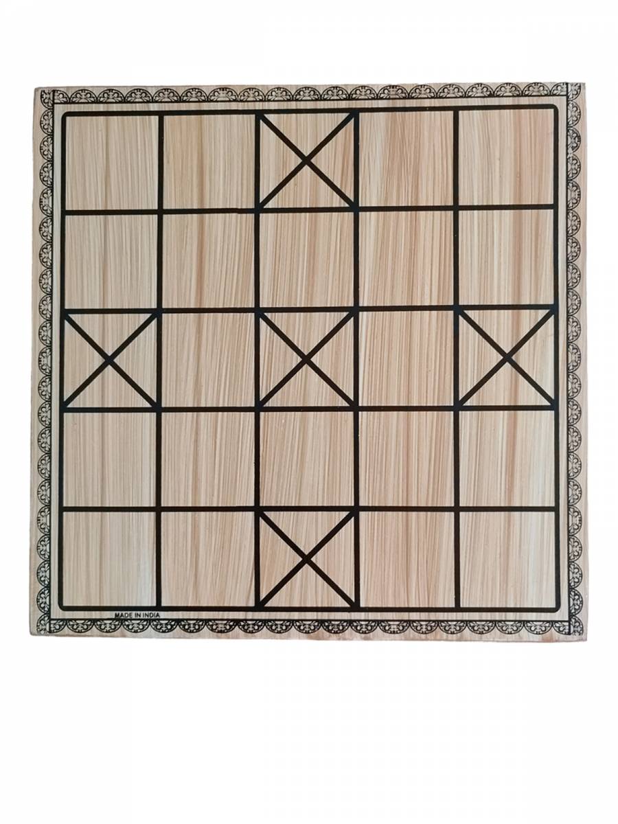 Game - Wooden Chowka Bara & Small Pawns - 11 inch Game - Wooden Chowka Bara & Small Pawns - 11 inch