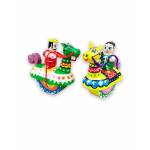 Toy - Miniature Wooden Rocking Horse Procession Couple Doll
