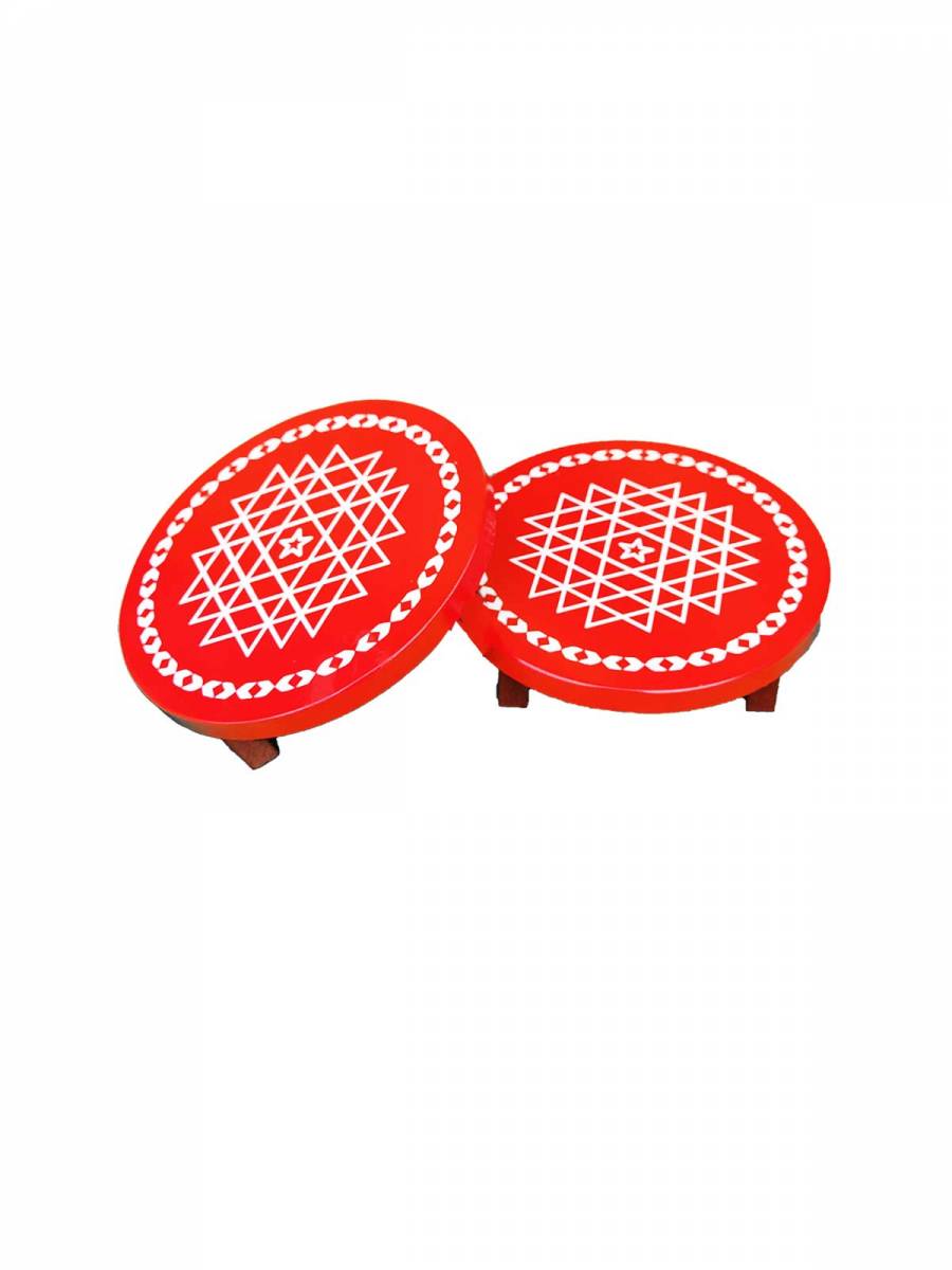 Festive - Wooden Rangoli Puja Peetam - Round - Assorted - Set of 2 - 6 inch Festive - Wooden Rangoli Puja Peetam - Round - Assorted - Set of 2 - 6 inch