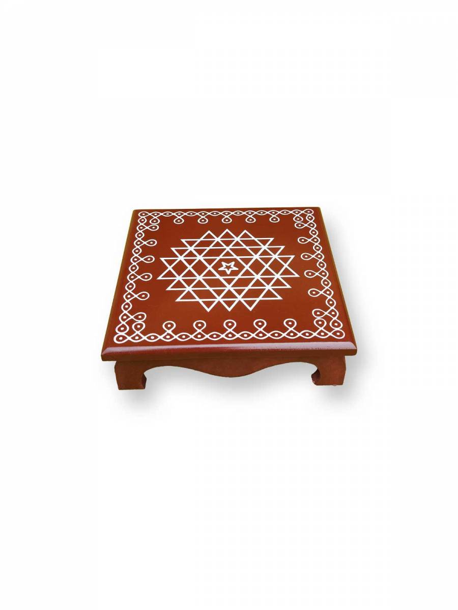 Festive - Wooden Rangoli Puja Peetam - 8 inch - Brown Festive - Wooden Rangoli Puja Peetam - 8 inch - Brown