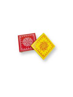 Festive - Wooden Rangoli Puja Peetam - Set of 2 - Assorted -  4 inch Festive - Wooden Rangoli Puja Peetam - Set of 2 - Assorted -  4 inch