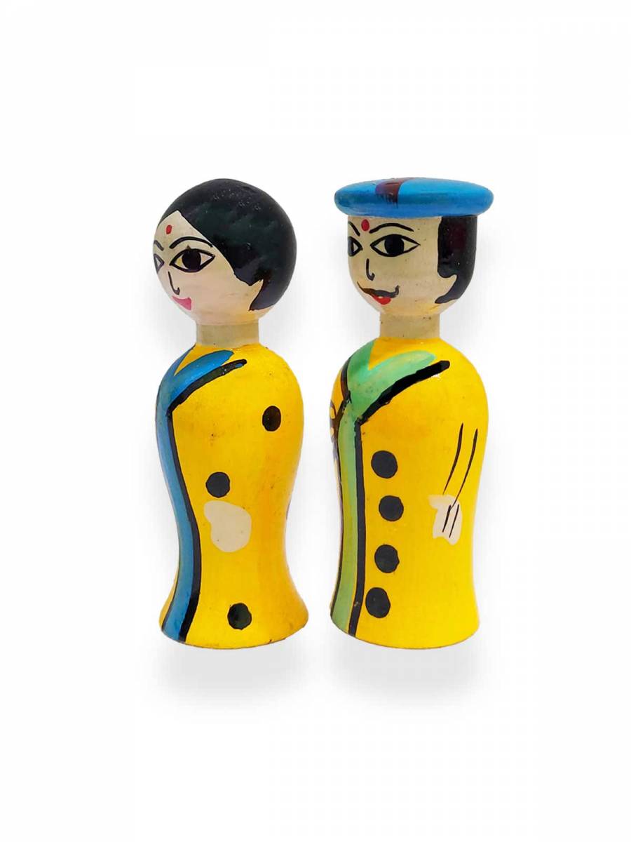 Peg Dolls - Mini Pair - Yellow-Blue Peg Dolls - Mini Pair - Yellow-Blue