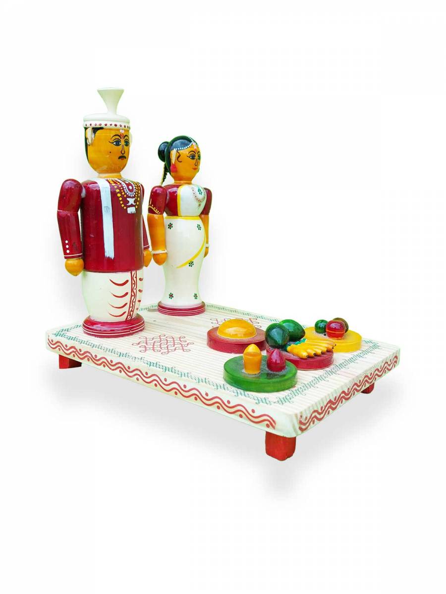 Wooden Marriage Couple Set - Etikoppaka Dolls Wooden Marriage Couple Set - Etikoppaka Dolls