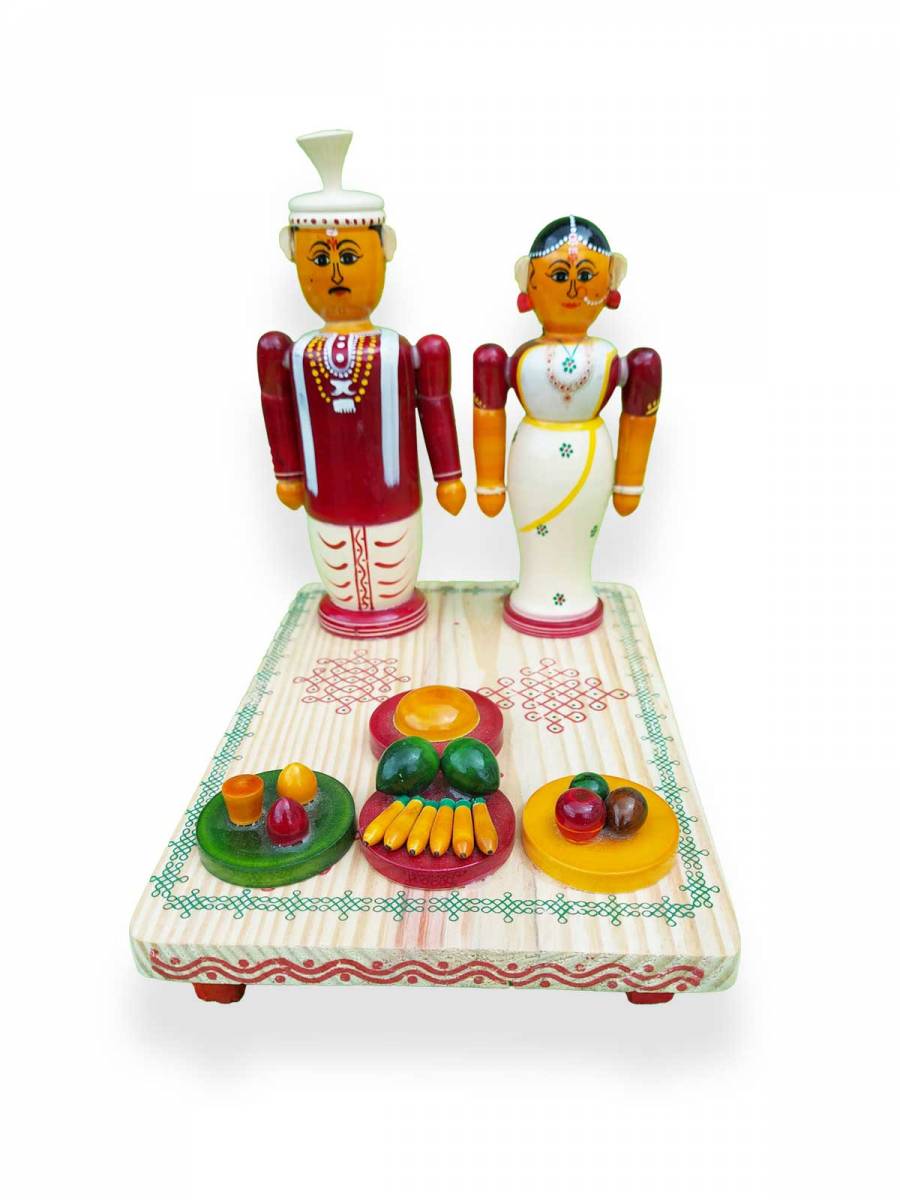 Wooden Marriage Couple Set - Etikoppaka Dolls Wooden Marriage Couple Set - Etikoppaka Dolls