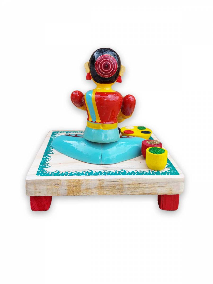 Wooden Village Lady Grinding Spices  - Etikoppaka Dolls Wooden Village Lady Grinding Spices  - Etikoppaka Dolls