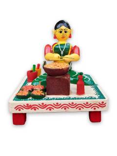 Wooden Village Lady Selling Street Food - Etikoppaka Dolls
 Wooden Village Lady Selling Street Food - Etikoppaka Dolls