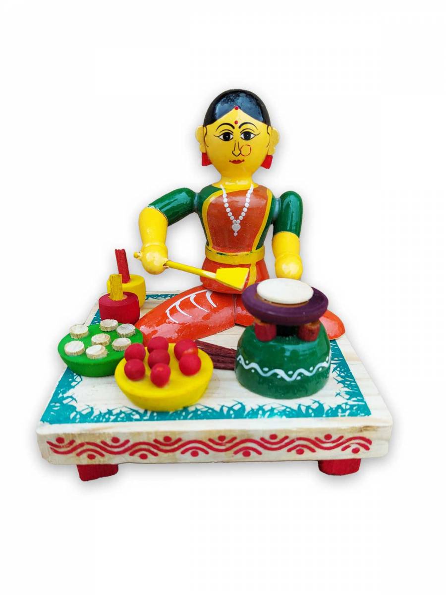 Wooden Village Lady Selling Sweets - Etikoppaka Dolls Wooden Village Lady Selling Sweets - Etikoppaka Dolls