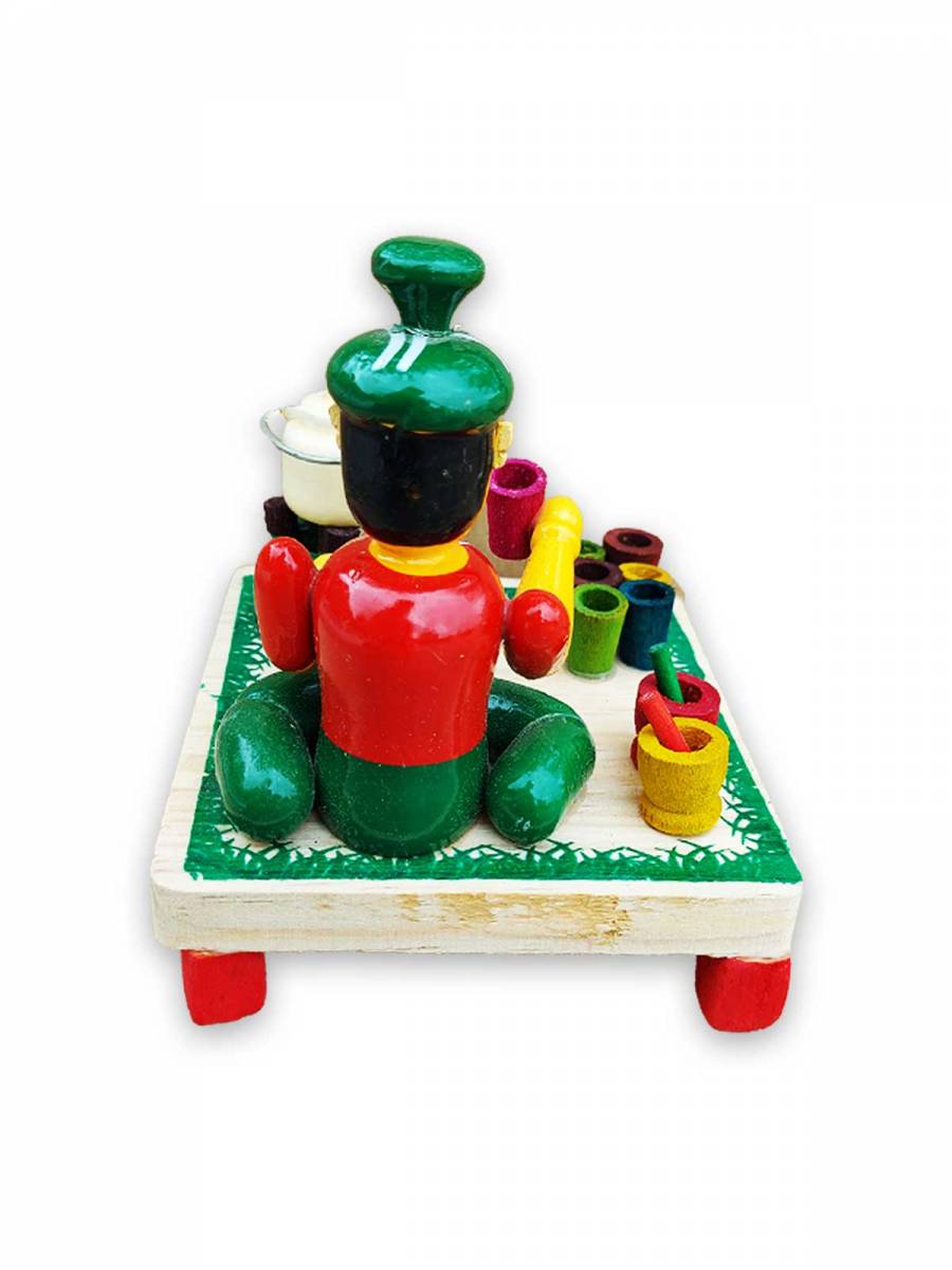 Wooden Village Man Selling Tea - Etikoppaka Dolls Wooden Village Man Selling Tea - Etikoppaka Dolls