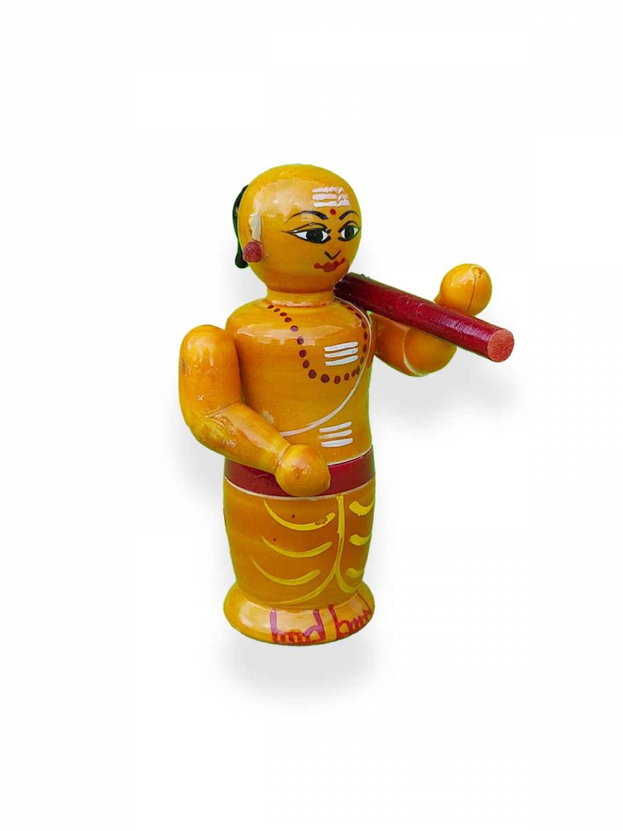 Wooden Poojari - Etikoppaka Dolls Wooden Poojari - Etikoppaka Dolls