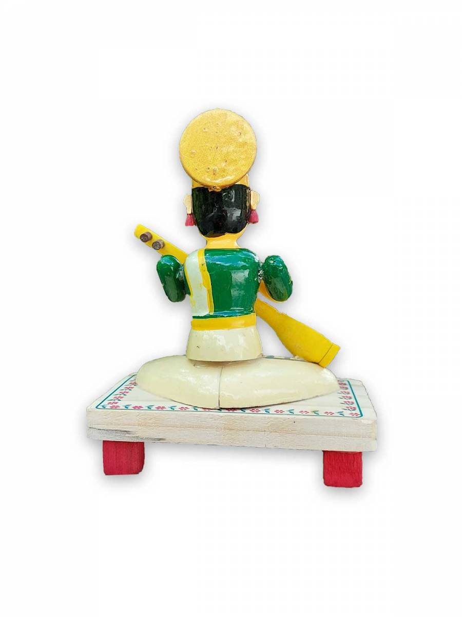 Wooden Saraswati Devi - Etikoppaka Dolls
