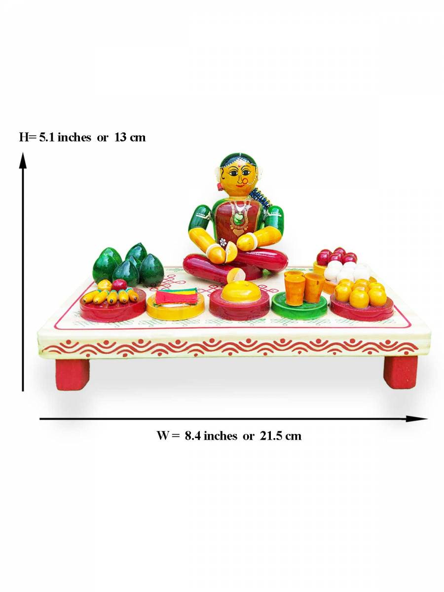 Wooden Village Lady Selling fruits - Etikoppaka Dolls Wooden Village Lady Selling fruits - Etikoppaka Dolls