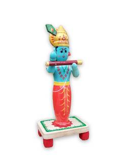 Wooden Standing Krishna - Etikoppaka Dolls
