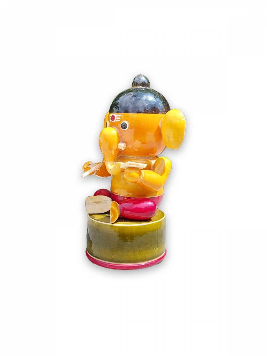 Wooden Vidya Ganapathi - Etikoppaka Dolls
