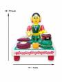 Wooden Village Lady Cooking Chapathi - Etikoppaka Dolls
