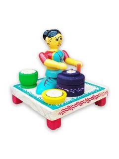 Wooden Village Lady with Stone Grinder - Etikoppaka Dolls
