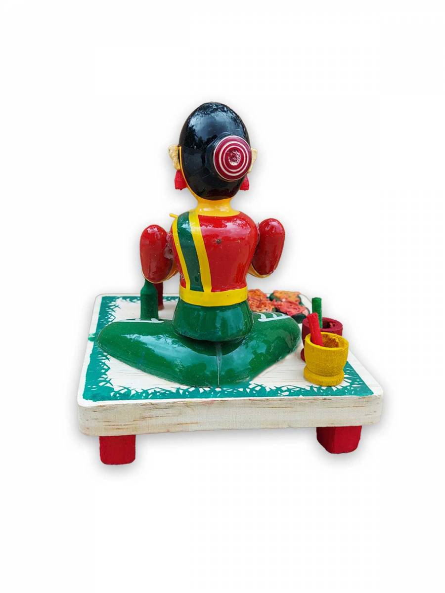 Wooden Village Lady Selling Street Food - Etikoppaka Dolls
