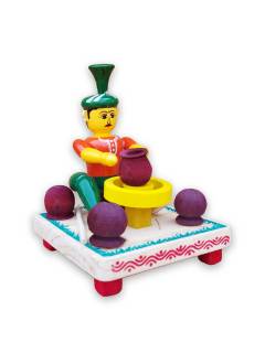 Wooden Village Man Making Pot - Etikoppaka Dolls
