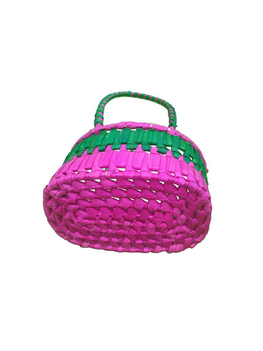 Chettinad Kottan - Small Basket, Green-Pink - Geographical Indexed (pack of 2) Chettinad Kottan - Small Basket, Green-Pink - Geographical Indexed (pack of 2)
