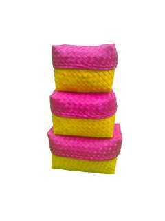 Organizers - Chettinad Kottan - Box In Box, Yellow-Pink - Geographical Indexed Organizers - Chettinad Kottan - Box In Box, Yellow-Pink - Geographical Indexed