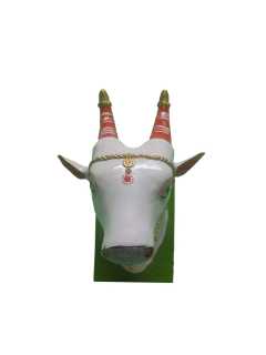 Kinnala Arts - Nandi Face, Pair, Big - 11 inches, White and Red - Geographical Indexed